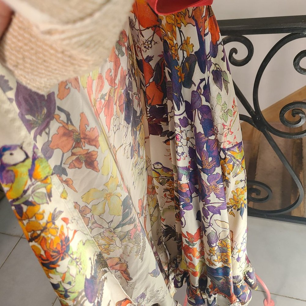 Roberto Cavalli 100% Silk Floral Wrap Dress - Picture 8 of 13